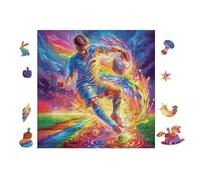 100 Piece Jigsaw Puzzle for Adults Soccer Player with Rainbow Light 28x28cm Artistic Pattern Puzzle Ideal for Art Lovers Home Wall Decoration Collectible Artwork Display Gift