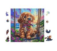 100 Piece Jigsaw Puzzle for Adults Spaniel Puppy on Swing 28x28cm Easy Assembly for Beginners Great for 14+s Teens Improve Hands-On Ability Concentration