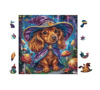100 Piece Jigsaw Puzzle for Adults Spaniel Puppy with Witch Hat 28x28cm Intermediate Level Puzzle Great for Skill Improvement Logical Reasoning Training Brain Exercise