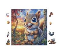 100 Piece Jigsaw Puzzle for Adults Squirrel in Flower Forest 28x28cm Framable Wall Art for Bedroom Living Room Office Unique Decor Great for Art Lovers Gift