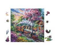 100 Piece Jigsaw Puzzle for Adults Steam Train Blossom Valley 28x28cm Easy Assembly for Beginners Great for 14+s Teens Improve Hands-On Ability Concentration