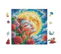 100 Piece Jigsaw Puzzle for Adults Sun And Moon Faces with Roses 28x28cm Eco-Friendly Safe Puzzle Non-Toxic Material Perfect for Family Use All Ages Friendly Gift