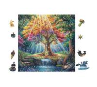 100 Piece Jigsaw Puzzle for Adults Sunbeam Magic Tree 28x28cm Rainy Day Indoor Activity Perfect for 14+s Teens Adults Family Fun Safe No Burrs Material Gift