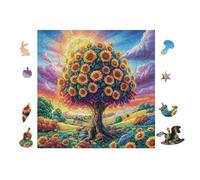 100 Piece Jigsaw Puzzle for Adults Sunflower Tree 28x28cm for Mum Relaxing Hobby Fun Leisure Time Home Wall Decor Artwork Gift