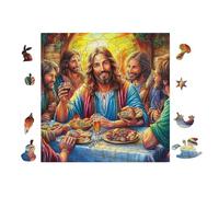 100 Piece Jigsaw Puzzle for Adults The Last Supper Painting 28x28cm Retirement Gift for Elderly Great for Brain Health Memory Training Leisure Time Activity Gift