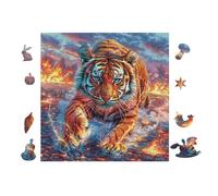 100 Piece Jigsaw Puzzle for Adults Tiger Cub Waterfall 28x28cm Eco-Friendly Cardboard Safe Non-Toxic Perfect for Teens Adults Daily Hobby Home Use Gift