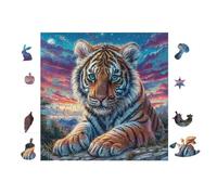 100 Piece Jigsaw Puzzle for Adults Tiger Cub Waterfall 28x28cm Eco-Friendly Cardboard Safe Non-Toxic Perfect for Teens Adults Daily Hobby Home Use Gift