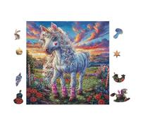 100 Piece Jigsaw Puzzle for Adults Unicorn with Rainbow Mane 28x28cm Valentine's Day Gift for Couple Fun Bonding Activity Smooth Assembly Leisure Time Together