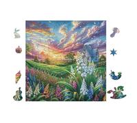 100 Piece Jigsaw Puzzle for Adults Valley with Flowers And Stream 28x28cm Universal Puzzle for All Occasions Home Decor Family Fun Stress Relief All in One Gift