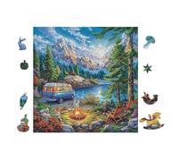 100 Piece Jigsaw Puzzle for Adults Van Camping Forest 28x28cm Framable Wall Art for Office Cafe Decor Unique Artistic Display for Commercial Space Decor Gift
