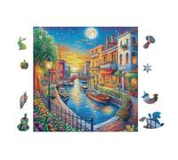 100 Piece Jigsaw Puzzle for Adults Venice Canal 28x28cm Framable Home Decor Artwork HD Clear Details Dust-Free Smooth Assembly Experience No Puzzle Dust