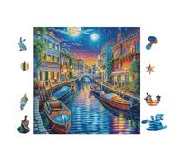 100 Piece Jigsaw Puzzle for Adults Venice Canals with Gondolas 28x28cm Beginner Friendly Smooth Assembly Great for Daily Relaxation Brain Exercise Hand-Eye Coordination