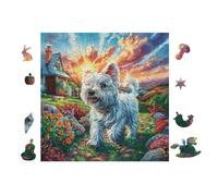 100 Piece Jigsaw Puzzle for Adults Westie Puppy 28x28cm Artistic Pattern Puzzle Ideal for Art Lovers Home Wall Decoration Collectible Artwork Display Gift