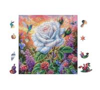 100 Piece Jigsaw Puzzle for Adults White Rose 28x28cm Rainy Day Indoor Activity Perfect for 14+s Teens Adults Family Fun Safe No Burrs Material Gift