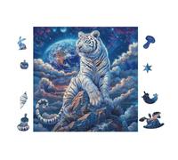 100 Piece Jigsaw Puzzle for Adults White Tiger in Mountain Forest 28x28cm Intermediate Level Puzzle for Skill Improvement Great for Logical Thinking Training Gift