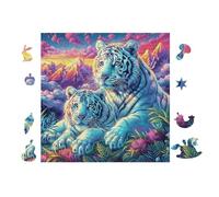 100 Piece Jigsaw Puzzle for Adults White Tigers in Mountain Forest 28x28cm 14+s Friendly Puzzle Great for Parent-14+ Interaction Improve 14+ren's Concentration Patience