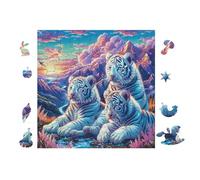 100 Piece Jigsaw Puzzle for Adults White Tigers in Mountain Forest 28x28cm Eco-Friendly Cardboard Safe Non-Toxic Perfect for Teens Adults Daily Hobby Home Use Gift