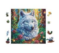 100 Piece Jigsaw Puzzle for Adults White Wolf Mountain Forest 28x28cm Thick Sturdy Cardboard HD Printing Stress Relief Ideal for Home Leisure Hobby Family Game Night