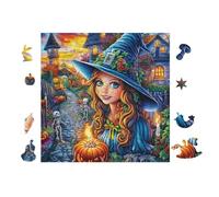 100 Piece Jigsaw Puzzle for Adults Witch with Lantern Cottage 28x28cm Intermediate Level Puzzle Great for Skill Improvement Logical Reasoning Training Brain Exercise