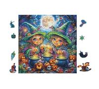 100 Piece Jigsaw Puzzle for Adults Witches Halloween Night 28x28cm Intermediate Level Puzzle for Skill Improvement Great for Logical Thinking Training Gift