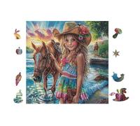 100 Piece Jigsaw Puzzle for Adults with Cowboy Hat 28x28cm for 14+s Teens Adults Fun Family Activity Holiday Time Together Gift