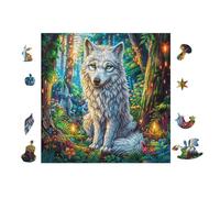 100 Piece Jigsaw Puzzle for Adults Wolf Moonlit Forest 28x28cm Framable Wall Art for Office Cafe Decor Unique Artistic Display for Commercial Space Decor Gift