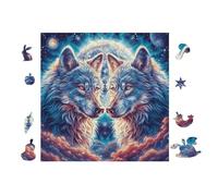 100 Piece Jigsaw Puzzle for Adults Wolves in Mountain Forest at Moonlight 28x28cm Intermediate Level Puzzle Great for Skill Improvement Logical Reasoning Training Brain Exercise
