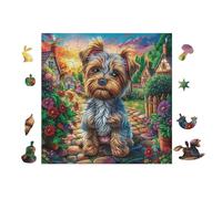 100 Piece Jigsaw Puzzle for Adults Yorkie Puppy Cottage 28x28cm Artistic Pattern Puzzle Ideal for Art Lovers Home Wall Decoration Collectible Artwork Display Gift