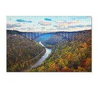 100 Piece Jigsaw Puzzle USA America Fayetteville New River Gorge Bridge West Virginia Art Game Travel Souvenir 45.5x35.5CM