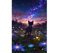 100 Piece Jigsaw Puzzles for Adults, Blue Flower Cat 15.6x11 inch, Challenging Brain Teaser Puzzle, Premium Cardboard Hobby Gift for Adults & Seniors