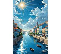 100 Piece Jigsaw Puzzles for Adults Cities Rivers Boats Puzzle Fun Challenges Perfect for Relaxation Letter Printed on Back Interlock Perfectly No Dust for Men Women Elders Seniors 15.6 x 11 inch