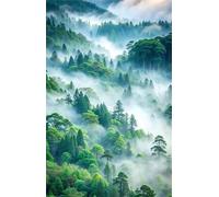 100 Piece Jigsaw Puzzles for Adults Misty Mountain Forestss Puzzle Fun Challenges Perfect for Relaxation Letter Printed on Back Interlock Perfectly No Dust for Men Women Elders Seniors 15.6 x 11 inch