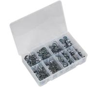 100 Piece Mini Hose Clip Assortment - Zinc Plated Clips - Partitioned Box