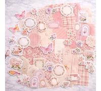 100 Piece Pink Junk Journal Kit - Scrapbooking Kit & Ephemera Pack - Vintage Paper Craft Set for Adults, Journaling & DIY Crafts Gift