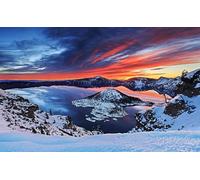 100 Piece Puzzle Sunset Winter Crater Red Cloud Lake National Park 45.5x35.5CM