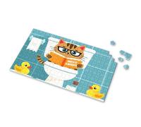 100 Piece Puzzles For Kids A Cat Reading A Book In The Bathroom. Picture Puzzle Jigsaw Puzzles 500 Pieces Toys & Games(500PCS)