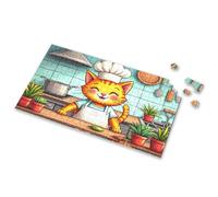 100 Piece Puzzles For Kids A Cheerful Cat Chef Prepares Vegetables In The Kitchen. Picture Puzzle Jigsaw Puzzles 500 Pieces Toys & Games(300PCS)