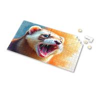 100 Piece Puzzles For Kids A Ferret With An Open Mouth Showing Its Teeth Picture Puzzle Jigsaw Puzzles 500 Pieces Puzzles For Adults 500 P(1000PCS)