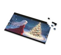 100 Piece Puzzles For Kids A Girl In Red Gazes At A Snowy Christmas Tree Picture Puzzle 500 Piece Puzzles For Adults Toddler Toys(300PCS)
