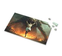 100 Piece Puzzles For Kids A Muscular Man Is Being Lifted By A Giant Monster In A Burning City Picture Puzzle Gift For 4 Year Old Boy 100 Piece Puzzles For Kids(300PCS)