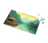100 Piece Puzzles For Kids A Serene Lake Surrounded By Lush Mountains With A Red Boat In The Foreground. Picture Puzzle 750 Piece Puzzles For Adults Jigsaw Puzzles 1000 P(500PCS)