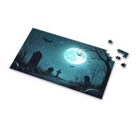 100 Piece Puzzles For Kids A Spooky Graveyard Under A Full Moon With Bats Flying Around Picture Puzzle 500 Piece Puzzles For Adults Toddler Toys(1000PCS)