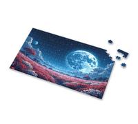 100 Piece Puzzles For Kids A Surreal Landscape With Vibrant Red Flowers Under A Starry Sky Picture Puzzle Jigsaw Puzzles 500 Pieces Toys & Games(300PCS)