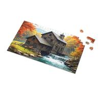 100 Piece Puzzles For Kids Autumn Serenity: A Rustic Mill By The River Picture Puzzle 1000 Piece Puzzles Kids Toys For Girls(300PCS)