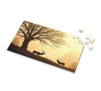 100 Piece Puzzles For Kids Deer Under A Tree With Birds Flying In The Sky Picture Puzzle Jigsaw Puzzles 500 Pieces Puzzles For Adults 500 P(500PCS)