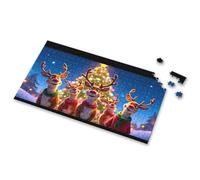 100 Piece Puzzles For Kids Five Reindeer Standing In Front Of A Christmas Tree. Picture Puzzle Jigsaw Puzzles 500 Pieces Toys & Games(1000PCS)