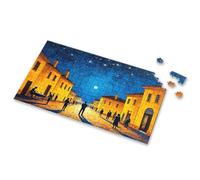 100 Piece Puzzles For Kids People Gather In A Quaint Town Under A Starry Night Sky Picture Puzzle Puzzles For Adults 750 Piece Puzzles For Adults(500PCS)
