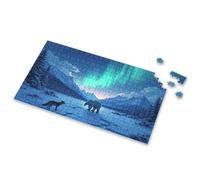 100 Piece Puzzles For Kids Polar Bear And Wolf Under The Northern Lights Picture Puzzle Jigsaw Puzzles 500 Pieces Puzzles For Adults 500 P(1000PCS)