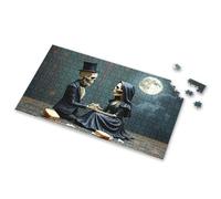 100 Piece Puzzles For Kids Romantic Skeleton Couple Under A Full Moon Picture Puzzle Toys Under 10 Dollars Easter Gifts For Toddlers(500PCS)