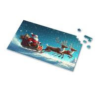 100 Piece Puzzles For Kids Santa Claus Flies On A Sleigh Pulled By Reindeer. Picture Puzzle Jigsaw Puzzles 500 Pieces Toys & Games(300PCS)